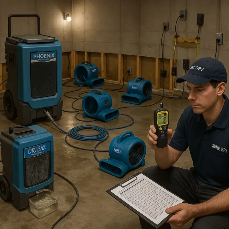 Structural Drying and Dehumidification process in Brazoria, TX